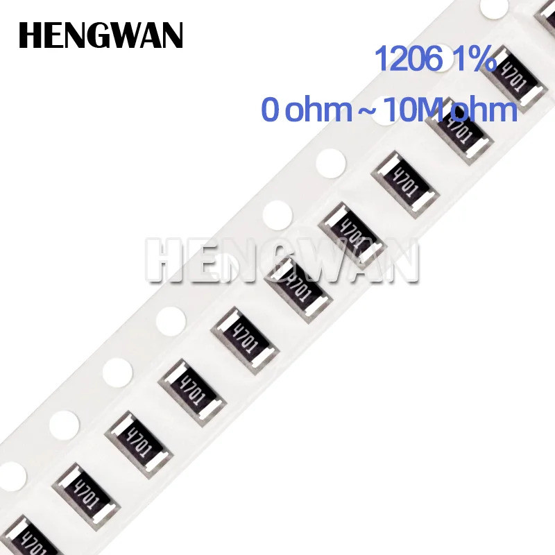 100pcs 1% 1206 ตัวต้านทาน SMD 0R - 10M 1/4W 0.1 0.22 10 100 150 220 470 โอห์ม 1K 2.2K 4.7K 10K 100K 