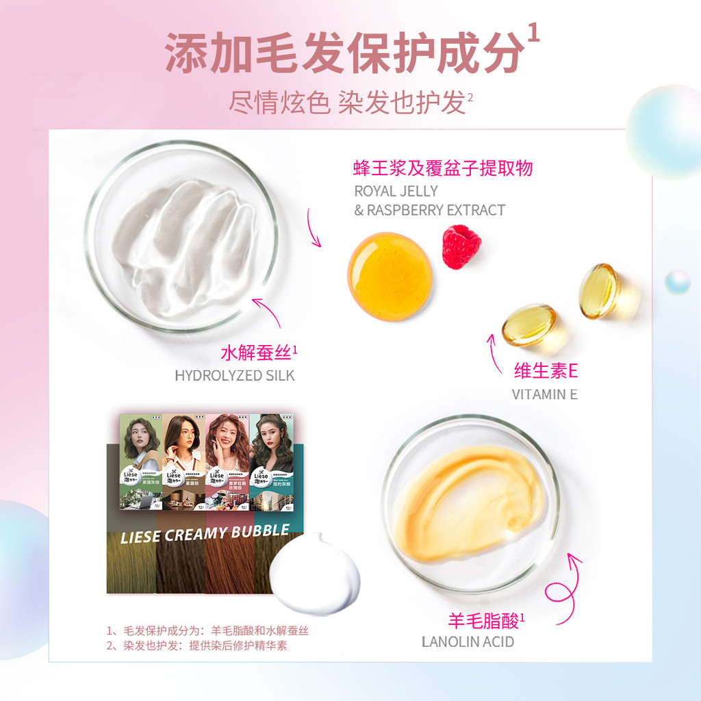 Kao Lizzie Bubble Hair Dye Home Dye โฟมครีมย้อมผมสีต่างๆสีง่าย 108ml/10.25 ppkjij