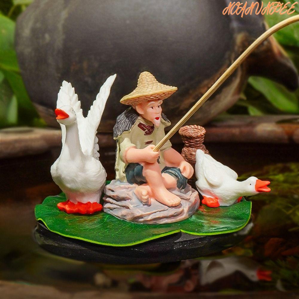 NOANUNDEE เครื่องประดับตกปลาชายชรา, โฟมพีวีซี Jiang Tai Gong ตกปลา, ใบบัวคุณภาพสูง DIY ตกแต่งตู้ปลาลอย Aquascape
