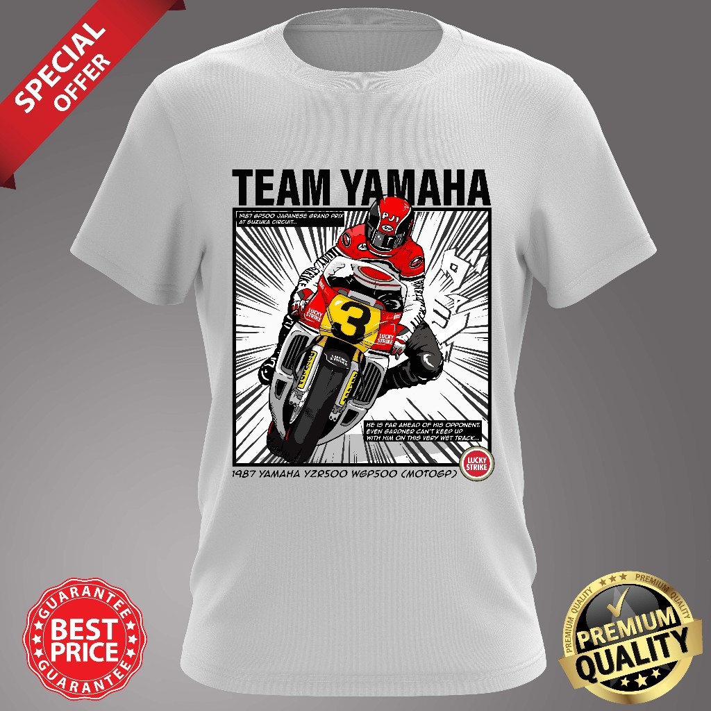 BAJU ทีมวินเทจ YAMAHA MOTO GP YZR500 เสื้อยืดผ้าฝ้ายคอกลม-5XL