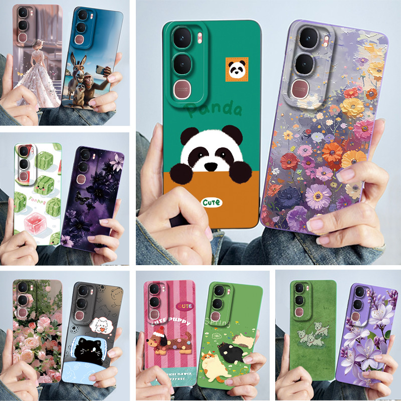 สําหรับVivo Y21d Y31 น่ารักPandaหวานหญิงแมวซิลิโคนนุ่มฝาครอบป้องกันสําหรับVivoY21d VivoY31 4G 5G 2025 กันชนปลอก