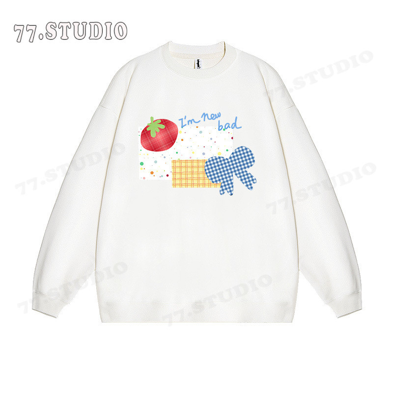 COD (กรุงเทพจัดส่งสินค้า)เสื้อสเวตเตอร์คอกลมแขนยาวพิมพ์ลายน่ารักสำหรับผู้ชายและผู้หญิง หลวม ลำลอง และสวมใส่สบายoversize