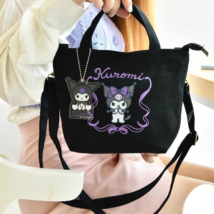 กระเป๋าสะพายข้าง Kuromi ปักลาย All-Match Hand-Carry ของขวัญวันเกิด/คริสต์มาส
