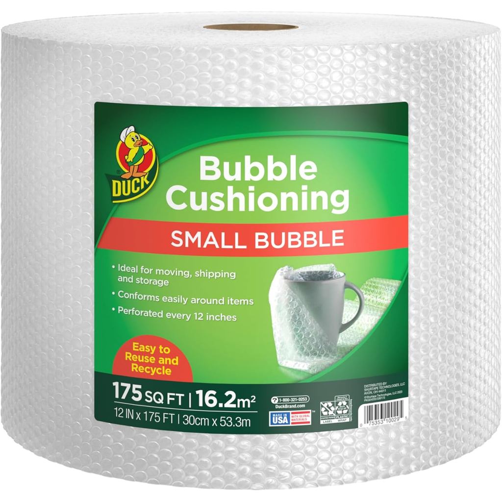 Duck Brand Small Bubble Cushioning Wrap for Moving & Shipping - 175 FT Bubble Packing Wrap for Extra