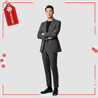 TOPCOAT ชุดสูทสำหรับผู้ชาย 2 กระดุม (Classic set) ซับในทั้งตัว ผ่าหลัง กางเกงขากระบอกเล็ก ขาพับ (1 ชุด) Size : S-4XL