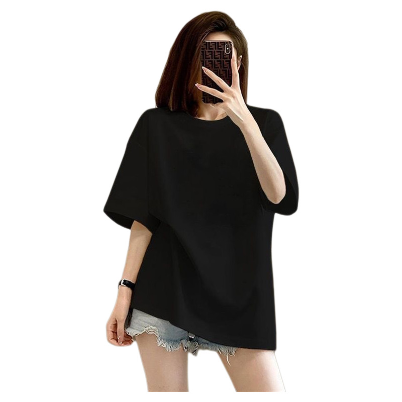 no 1 shop เสื้อแขนสั้นผู้หญิง  เสื้อยืดคอกลมแขนสั้น ผู้ชาย สีล้วน Men's Short Sleeve T-Shirt （สีดำ สีขาว ）