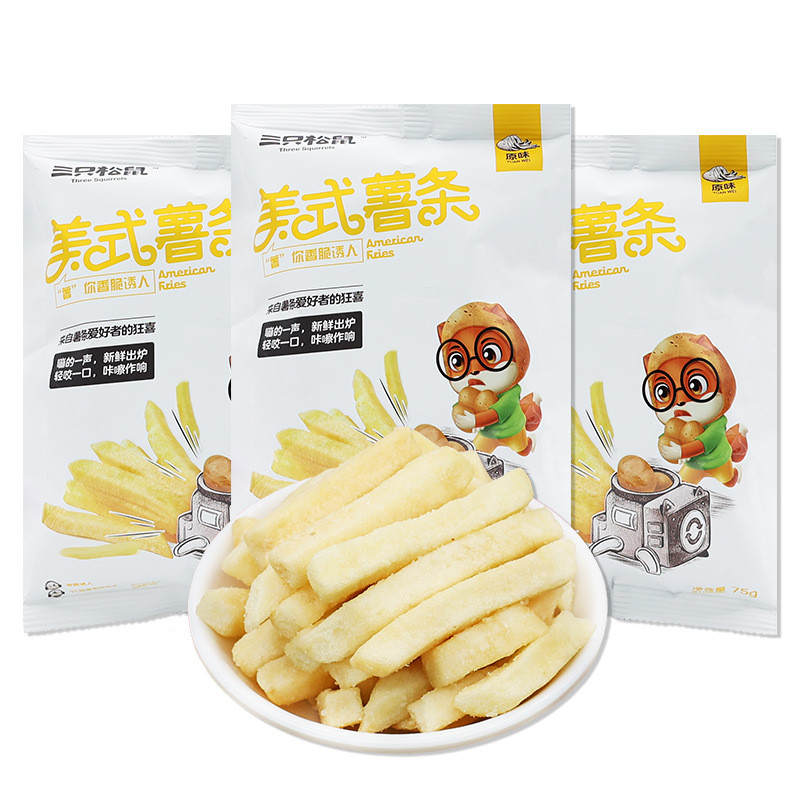 Three Squirrels American French Fries 75g/Bag Potatoes Office Casual Snacks 10.26