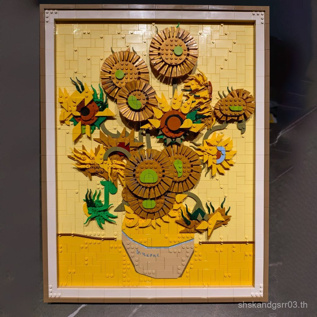 Puzzle Vincent Life 31215 Lego Assembling Art เข้ากันได้กับ Van Gogh Series Building Blocks ดอกทานตะ