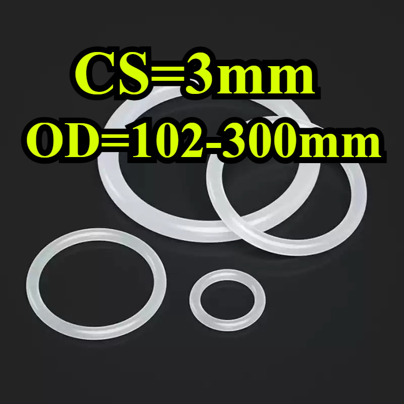จัดส่งรวดเร็วO-ringปะเก็นCS3mm*OD102-300mm O-ringแหวนซิลิโคนสีขาวซีลเกรดอาหารซีลกันน้ําแหวนยางปะเก็น