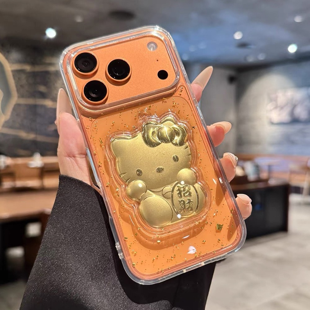 3D Lucky Cat เรซิ่นเคสโทรศัพท์สําหรับ iPhone 17 Pro Max 17 Air 16 Plus 15 14 13 12 11 กันกระแทกป้องกันปลอก