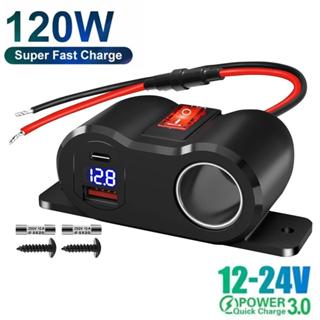 12V-24V QC3.0 & PD3.0 Outlet ไฟแช็กซ็อกเก็ต Splitter พร้อมโว…