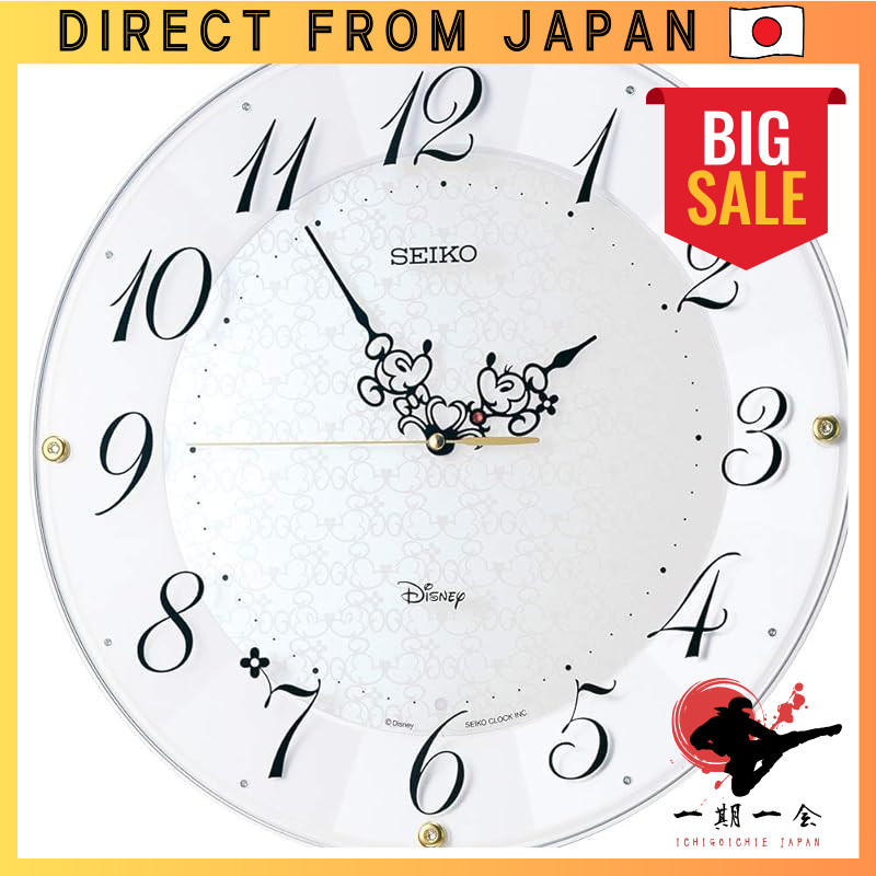 Seiko Clock Disney Character Wall Clock - Adult Mickey Mouse & Minnie Mouse - Radio-Controlled, Vari