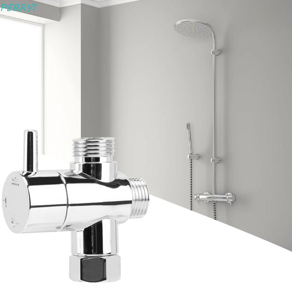 PERRY 3 Way Shower Head Diverter Valve, G1/2 ทองเหลือง 3 Way Switch Faucet Valve, Shower Faucet Conn
