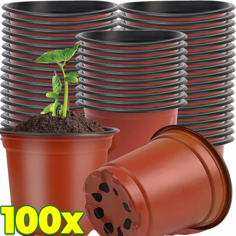 ผลิตภัณฑ์ที่โดดเด่น 20/100 ชิ้น Seeding Nursery Pot ภาชนะพืชแบบยืดหยุ่น Soft Plant Nursery ถ้วยสีดํา