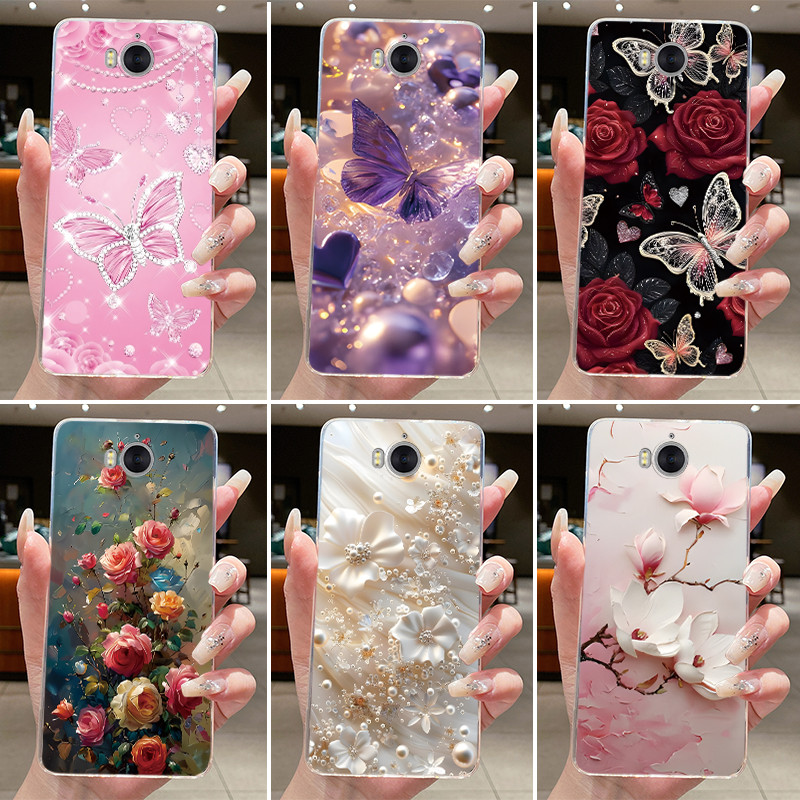 สําหรับ Huawei Y5 2017 Mya-l22 Mya-u29 ปลอก Huawei Y6 2017 Y3 2017 ผีเสื้อดอกไม้กันชน Clear Soft tpu