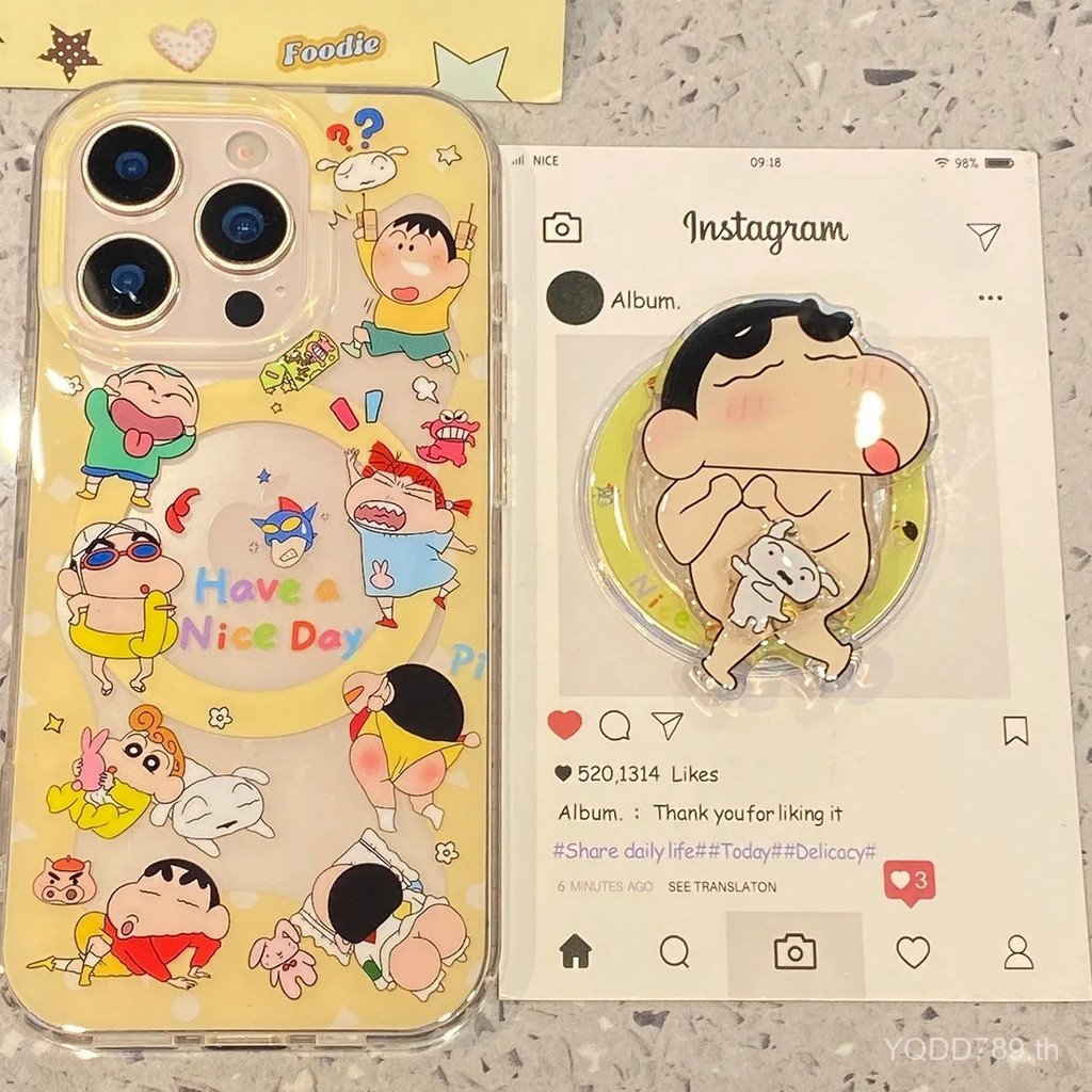 เคสโทรศัพท์แม่เหล็ก iPhone 7/8/X/XS/XR/XSMAX/11/12/13/14/15/16/17 Pro Max Plus Air Crayon Shin-Chan พร้อมขาตั้ง กันชื้น รองรับ LB9H