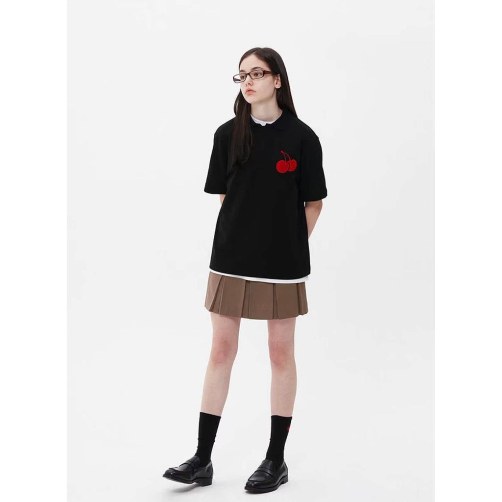 เสื้อยืดแขนสั้น Kirsh Cherry ทรงหลวมใส่สบาย เหมาะสำหรับทั้งผู้ชายและผู้หญิง สินค้าแท้จากเกาหลี