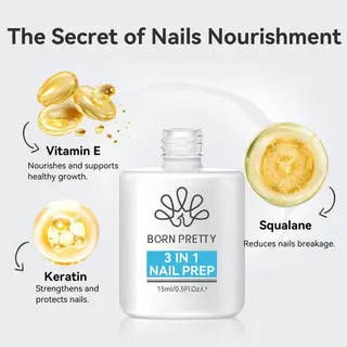 【Local】BORN PRETTY 3 IN 1 เล็บ Prep Dehydrator และ Primer บํารุงปกป้องเล็บ Long-Lasting Nail Care เจลโปแลนด์ไม่จําเป็นต้อง UV LED โคมไฟ 15ml