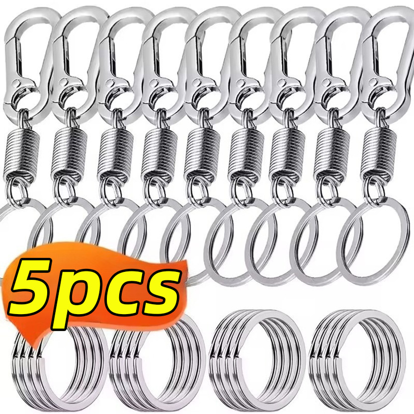 หัวเข็มขัดคาราบิเนอร์โลหะผสมสังกะสี 1/3/5 ชิ้น / พวงกุญแจสปริงแบบยืดหดได้ / ตะขอปีนเขาป้องกันการสูญหาย