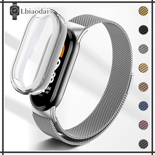 สายรัด Milanese Loop โลหะสแตนเลส แม่เหล็ก + เคส TPU แบบนุ่ม for Xiaomi Mi Band 10 / 9 / 8 NFC