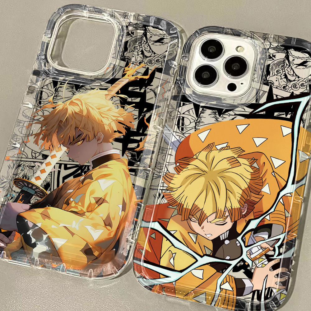Anime Demon Slayer Agatsuma ZenitsuปลอกสําหรับApple iPhone 17 Air 16 15 14 13 12 Mini 11 Pro Max X XR XSMAX 8 7 PlusถุงลมนิรภัยAnti-drop Soft Clear Cover