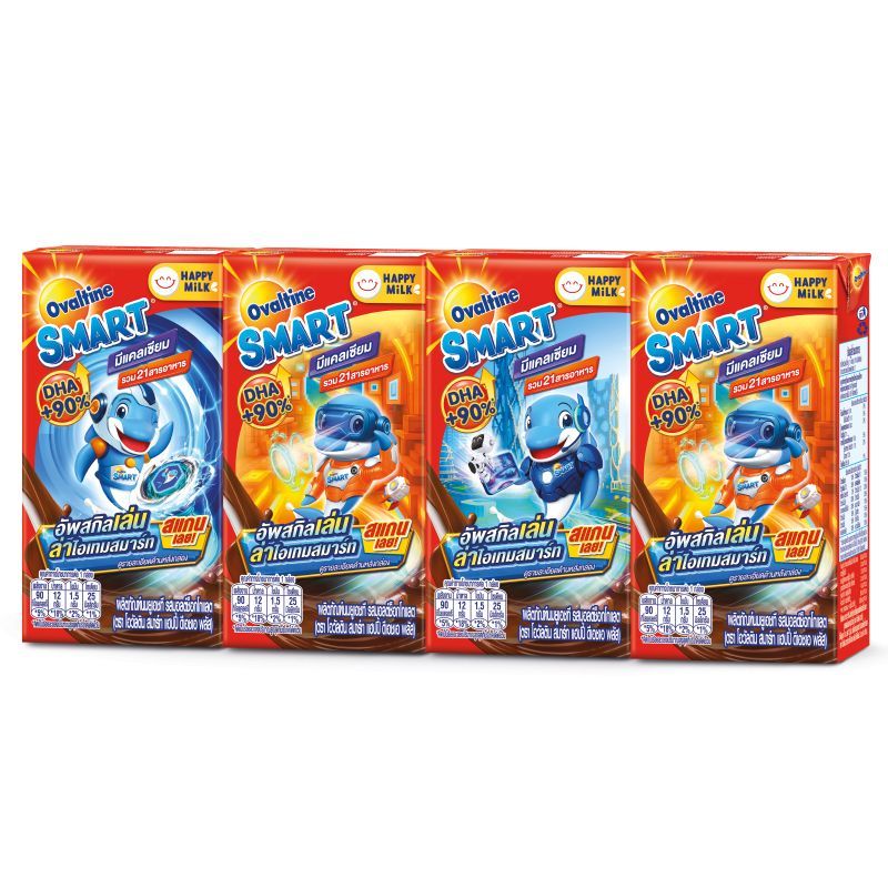 โอวัลตินยูเอชทีสมาร์ทช็อกมอลต์ผสมน้ำมันปลา 110มล. แพค 4 Ovaltine UHT Smart Malt 110ml. Pack 4 [บาร์โค้ด 7612100061022]