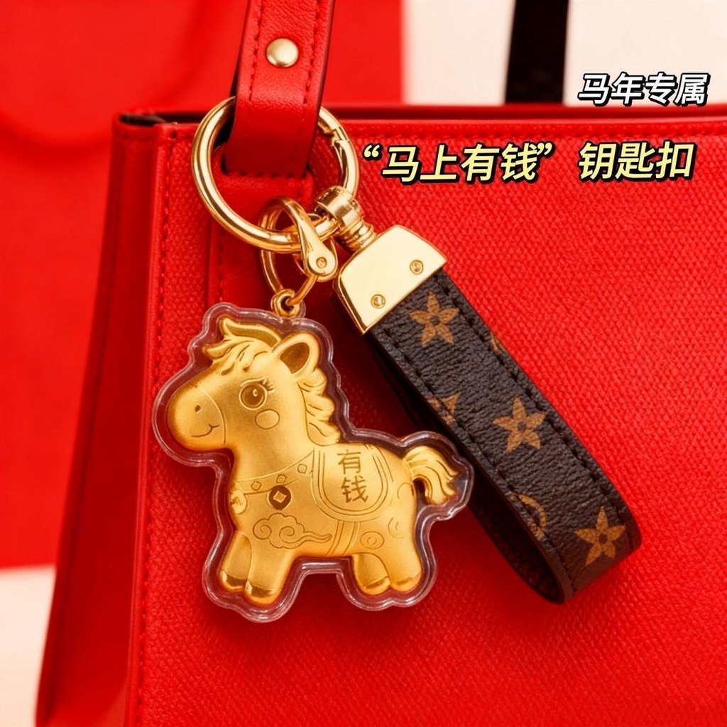 Ma ประกอบด้วย Gold 999 High-Appearance ทันที Rich Creative Niche Bag จี้พวงกุญแจแฟนเพื่อน