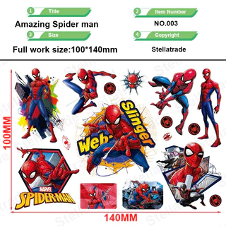 Spider Man การ์ตูนน่ารัก UV DTF สติ๊กเกอร์กันน้ํา Transfer Decal พร้อมพื้นผิวคริสตัล