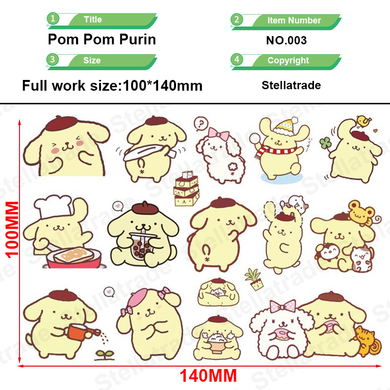 Sanrio Pom Purin การ์ตูนน่ารัก UV DTF สติ๊กเกอร์กันน้ํา รูปที่ 7