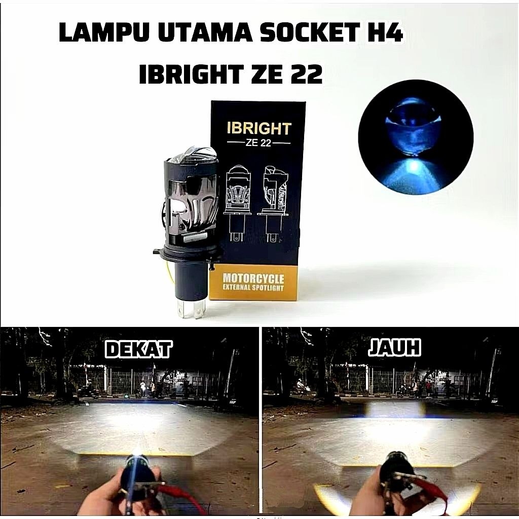 H4 IBRIGHT ZE 0 & ZE 22 Mini Projector ไฟหน้าสําหรับรถมอเตอร์ไซด์และรถยนต์
