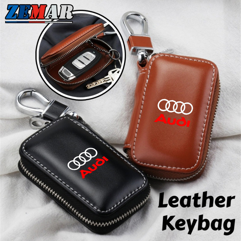 Audi หนัง กระเป๋ากุญแจรถยนต์ ถุงเก็บกุญแจ ถุงกุญแจซิปมัลติฟังก์ชั่น Audi A3 8l 8Y A1 Q5 TT mk2 A5 A4