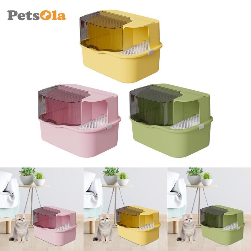 PETSOLA กล่องครอกแมวทางเดิน Sandbox ที่ถอดออกได้ Anti Splashing อุปกรณ์สําหรับสัตว์เลี้ยงแมว Bedpan 