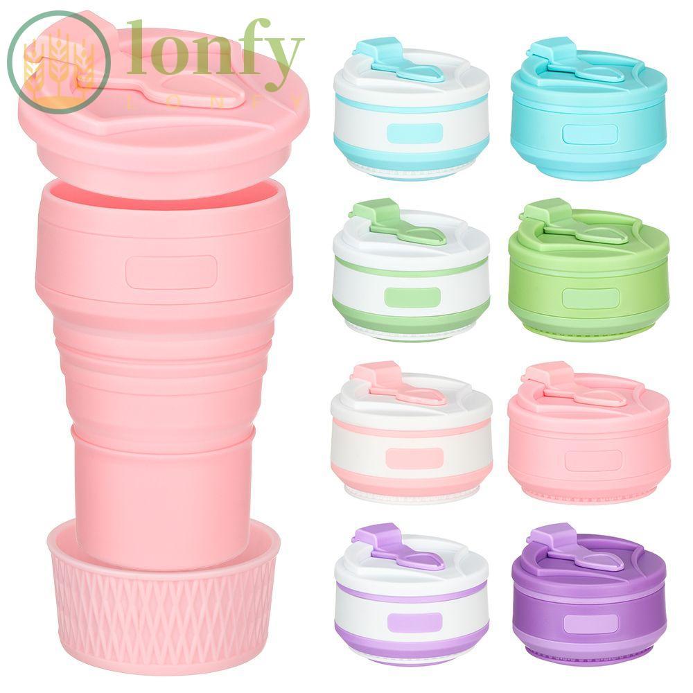 LONFY 350ML ถ้วยซิลิโคนพับได้ Food Grade Drinkware Sport Bottle ถ้วยน้ําพับได้