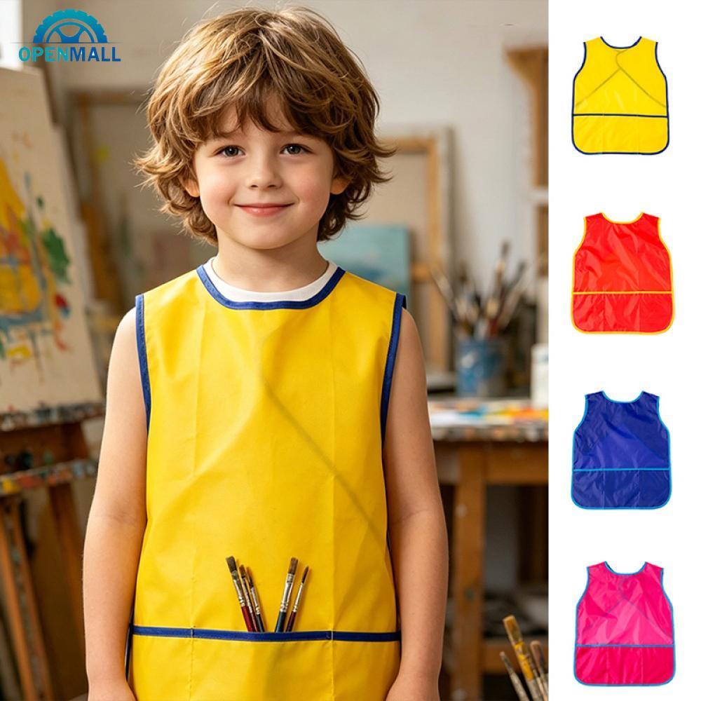 OPENMALL กันน้ําภาพวาดเด็ก Smock แขนกุดเด็กวัยหัดเดิน Art ผ้ากันเปื้อนล้างทําความสะอาดได้เด็ก Craft 