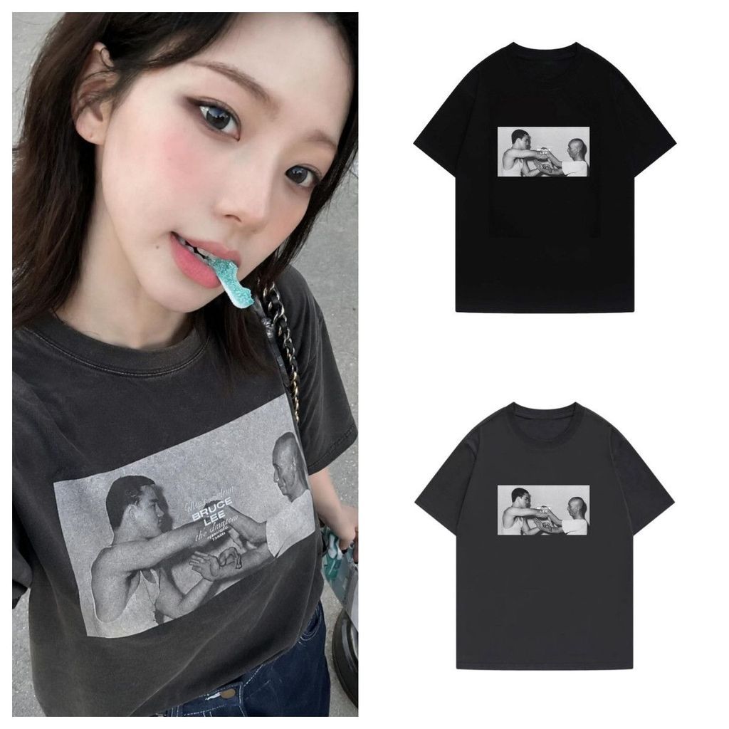 K-Pop Aespa Karina Cotton T-Shirt ชุดลําลองสําหรับทั้งชายและหญิง