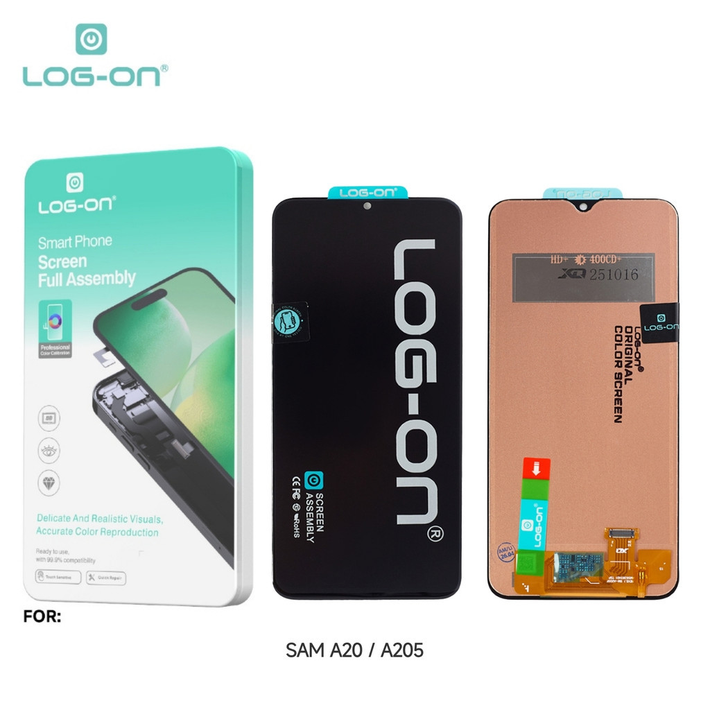 LCD LOG บนสําหรับ SAMSUNG A20 (A205) FULLSET TOUCHSCREEN