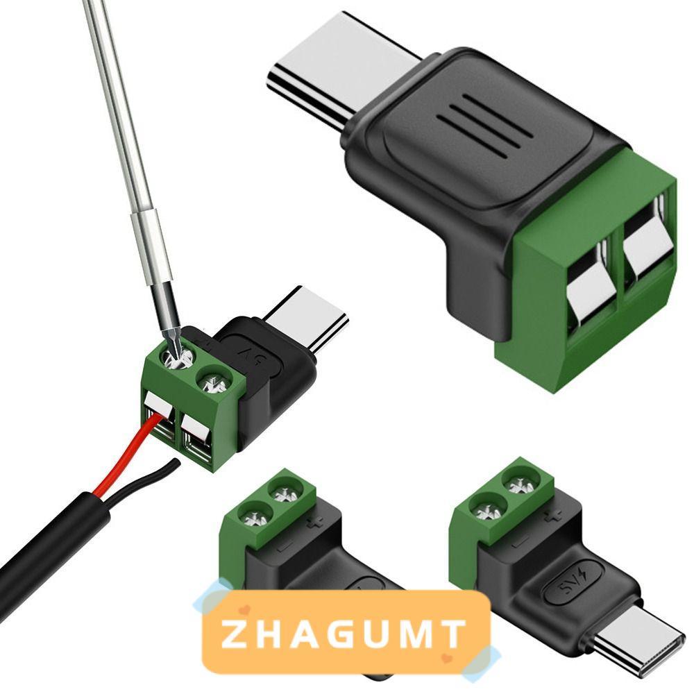 ZHAGUMT366KB Crimp Terminal Block, Solderless Plug Type-C ถึง 2 Pin USB C ถึง 2Pin Terminal Adapter, ชาร์จแปลงไม่สามารถถ่ายโอนข้อมูลสกรูชาร์จเชื่อมต่อ