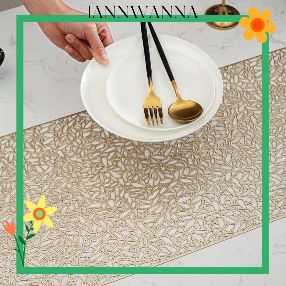 IANNWNA Hollow Table Runner, Creative Anti-stain ผ้าปูโต๊ะ, ผ้าคลุมโต๊ะจัดเลี้ยง PVC ทรงสี่เหลี่ยม