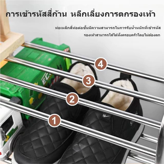 ชั้นวางรองเท้าสแตนเลสขนาดกะทัดรัด เหมาะคอนโดห้องเล็กบ้านเช่า ไม่กินพื้นที่พื้น มีขาตั้งกันรอยพื้นเรียบร้อยสวยงาม