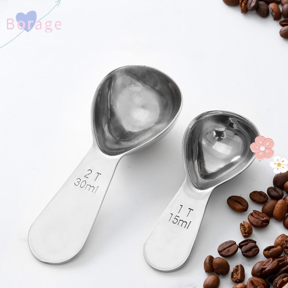 BORRAONE ช้อนตวงเมล็ดกาแฟ, 15/30ml สแตนเลสสตีลกาแฟ Scoops, ทนทาน 1 Tbsp หรือ 2 Tbsp Ergonomic Tables