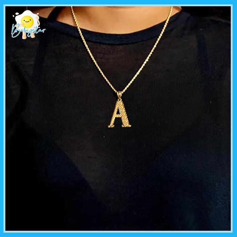 [Inthehot-t] Initial AZ Letter Pendant Nelaces Gold Plated Rope Chain Hypoallergenic Jewelry for Wom
