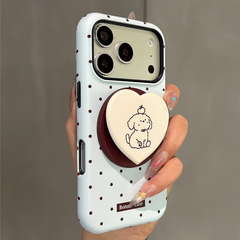 Polka-dot และ Line รูปแบบสุนัข Kickstand สําหรับ iPhone 15pro 15promax 14 14promax 14pro 16 pro max 16 plus 17 17promax soft case