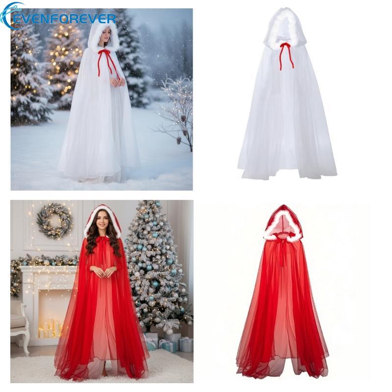 EV Princess Hooded Cape Cloak ฮาโลวีนเครื่องแต่งกายคริสต์มาส Mrs Santa Cape Cloak