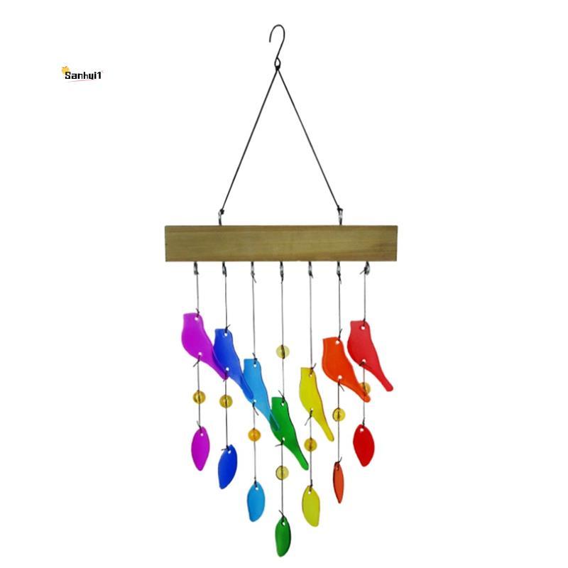 Handwork แก้วคริสตัล & Driftwood Chimes, แก้วพ่นทรายและไม้ Handcrafted Wind Chimes, นก Wind Chimes ใ