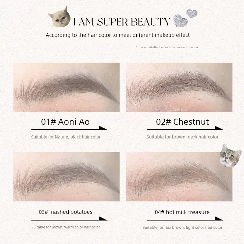 ปัดคิ้ว เจลปัดคิ้ว Flortte Flortte Flortte Double-Headed Blade ดินสอเขียนคิ้ว Dye Eyebrow Cream Ligh