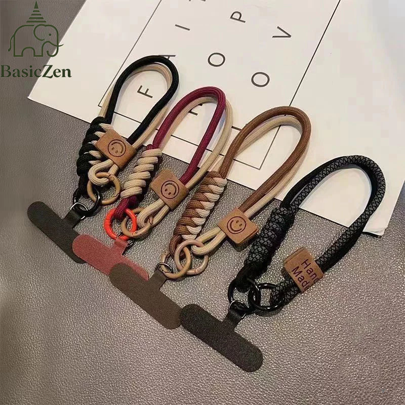 COZII พวงกุญแจสายคล้องโทรศัพท์สายคล้องโทรศัพท์แบบสั้น สายคล้องโทรศัพท์แบบทอสีบล็อก