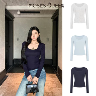 MOSESQUEEN เสื้อผ้ากันแดดสตรี แขนยาว ชั้นในสบายฤดูร้อน กันแดด น้ำหนักเบา ระบายอากาศได้ดี แฟชั่นตัวบน #63079