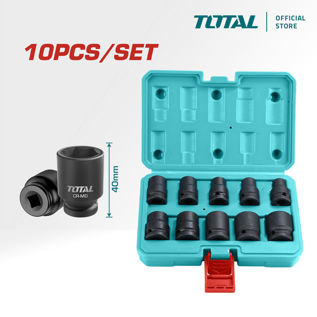 TOTAL Tools 10 ชิ้น 1/2" ชุดลูกบ๊อกซ์กระแทก (10-24 มม. / Cr-Mo) THISTD12101
