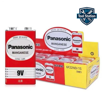 original Panasonic 9V Manganese Battery แบตเตอรี่ 9V ถ่านแดง 6F22ND 600mah Alkaline and Carbon รับปร