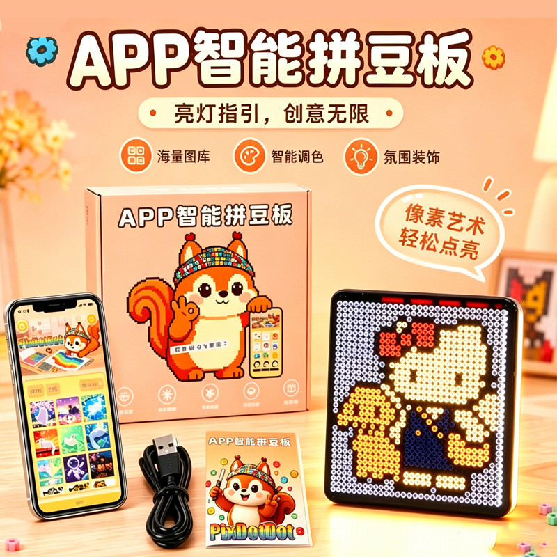 DIY สมาร์ท Bean Puzzle Board Creative Puzzle LED อิเล็กทรอนิกส์ Bean Puzzle Board APP Bean Board Lum